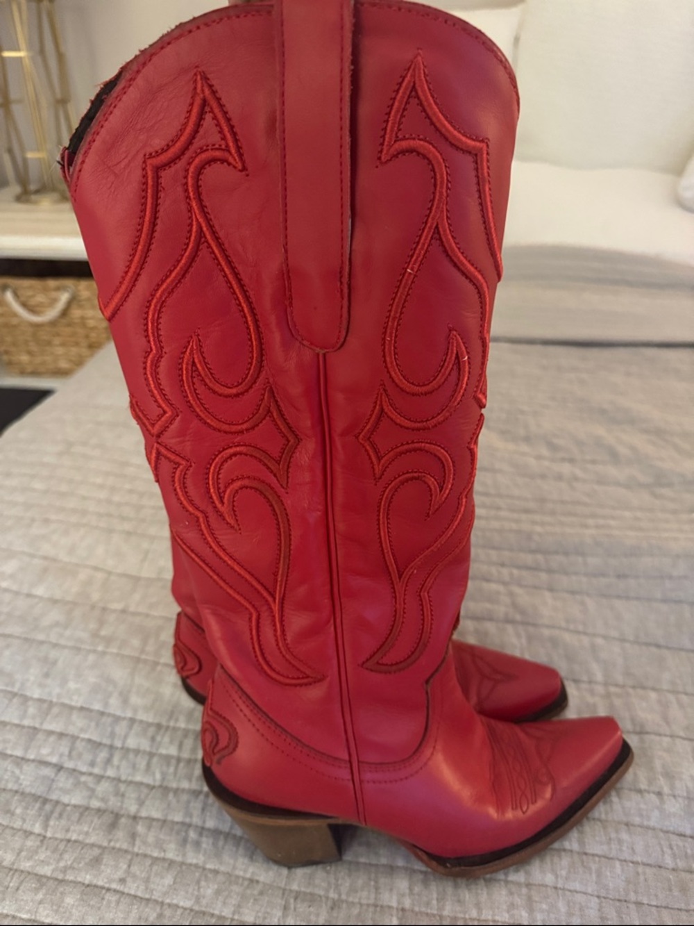 Women's Red Western Heeled Cowboy Boots